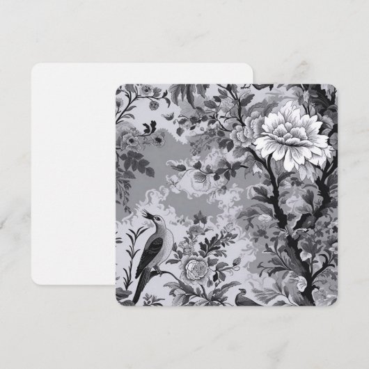 Gray Toile de Fleur Mitteilungskarte (Vorne/Hinten)