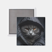 Gray Tom Cat Wearing Hoodie Jacket Magnet (Vorderseite/Rückseite)