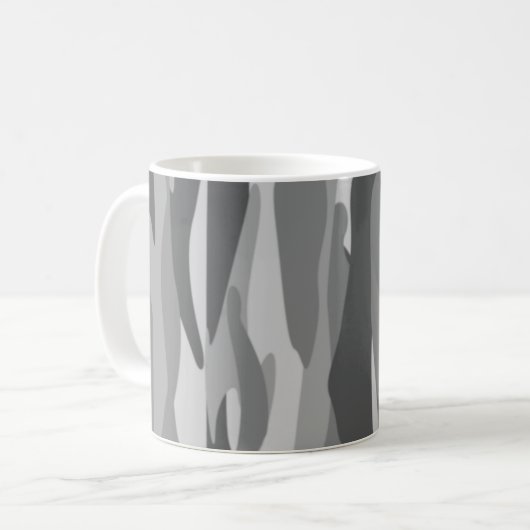 Gray Tone Abstrakt Camouflage Kaffeetasse (Vorderseite Links)