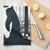 Gray Tones Dark Night Geometry Pinguin Forest Geschirrtuch (Viertel Falte)