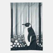 Gray Tones Dark Night Geometry Pinguin Forest Geschirrtuch (Vertikal)