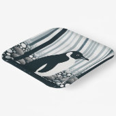 Gray Tones Dark Night Geometry Pinguin Forest Pappteller (Gewinkelt)