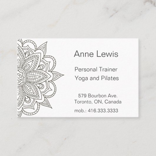 Gray Tones Floral Mandala Business Card Visitenkarte (Vorderseite)