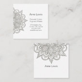 Gray Tones Floral Mandala Square Business Card Quadratische Visitenkarte (Vorne/Hinten)