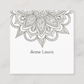 Gray Tones Floral Mandala Square Business Card Quadratische Visitenkarte (Rückseite)