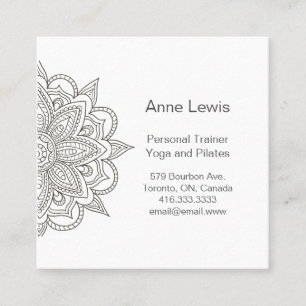Gray Tones Floral Mandala Square Business Card Quadratische Visitenkarte