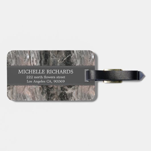 Gray Tones Marble-Muster Gepäckanhänger (Rückseite horizontal)