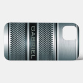 Gray Tones Metal Look Collage Monogram Case-Mate iPhone Hülle (Rückseite (Horizontal))