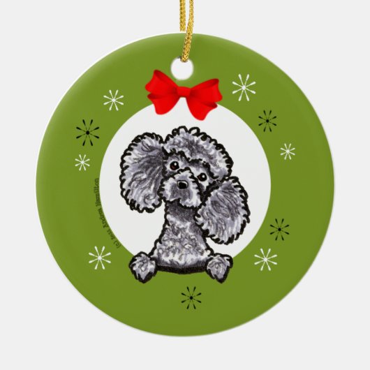 Gray Toy Poodle Christmas Classic Keramik Ornament (Vorne)