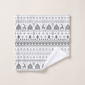 Gray Traditionelles skandinavisches Weihnachtsfest Badhandtuch Set (Waschlappen)