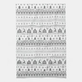 Gray Traditionelles skandinavisches Weihnachtsfest Geschirrtuch (Vertikal)