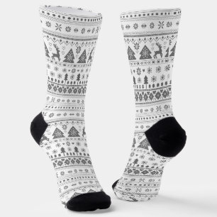 Gray Traditionelles skandinavisches Weihnachtsfest Socken