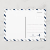 Gray Travel Airplane Baby Boy Brautparty Postkarte (Rückseite)