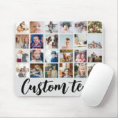 Gray trendy 24 Foto Grid benutzerdefinierter Text Mousepad (Mit Mouse)