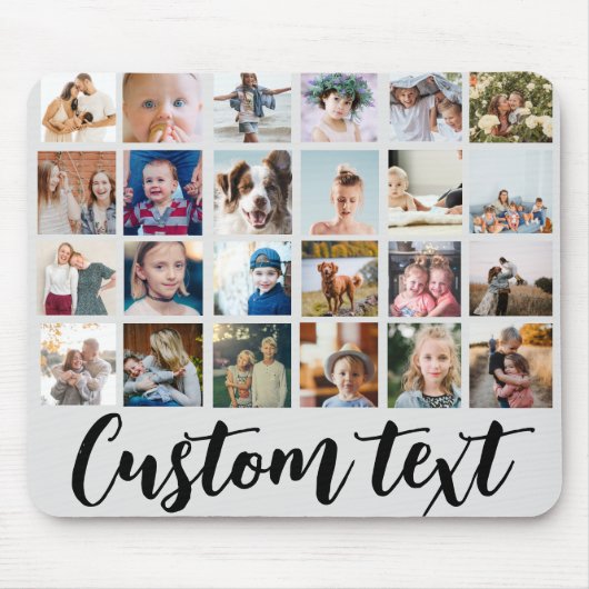 Gray trendy 24 Foto Grid benutzerdefinierter Text Mousepad (Vorne)