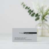 Gray Trendy Black Stripe Consultant Business Card Visitenkarte (Stehend Vorderseite)