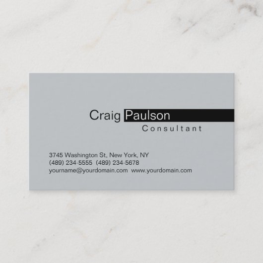 Gray Trendy Black Stripe Consultant Business Card Visitenkarte (Vorderseite)