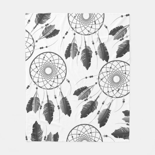 Gray Trendy Bohemisch Dream Catchers Fleecedecke (Vorderseite)