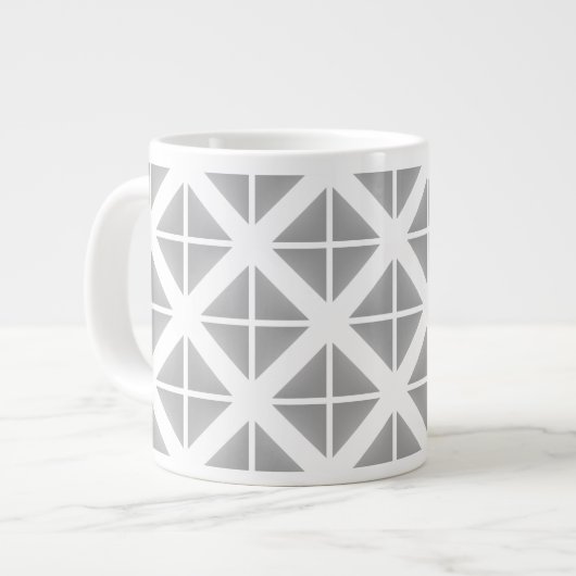 Gray Trendy Triangle Pattern Jumbo-Tasse (Vorderseite Links)