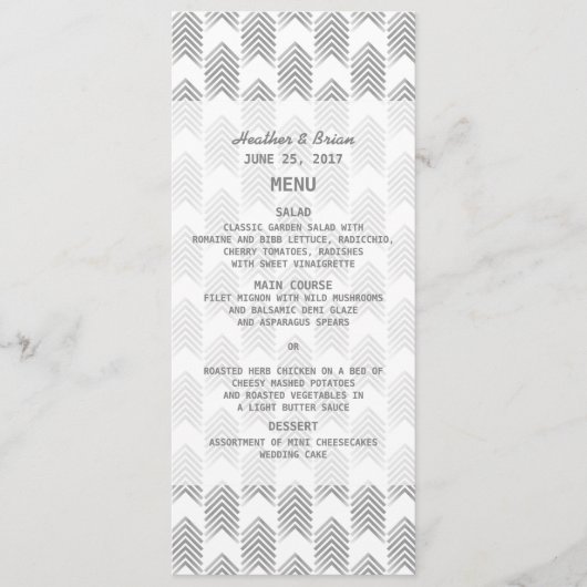 Gray Tribal Arrows Wedding Menu Menükarte (Vorderseite)