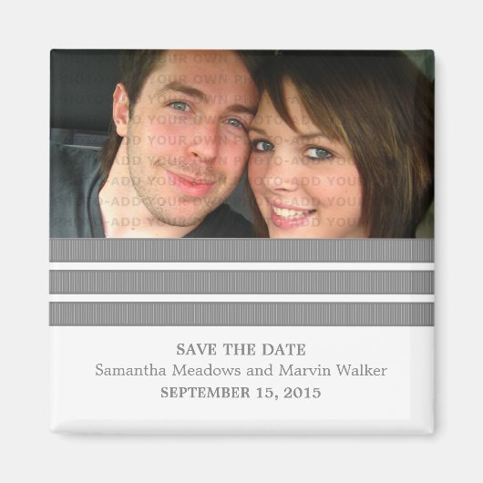 Gray Triple Stripe Foto Speichern Sie das Datumsfe Magnet (Vorne)