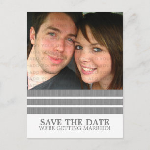 Gray Triple Stripe Save the Date Postkarte