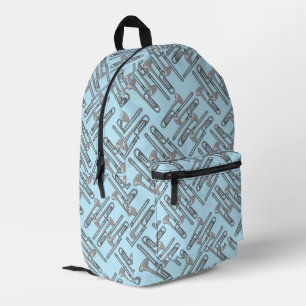 Gray Trombone Crosshatch Pattern Bedruckter Rucksack