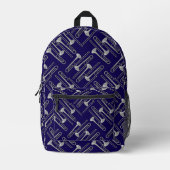 Gray Trombone Crosshatch Pattern Bedruckter Rucksack (Vorderseite)