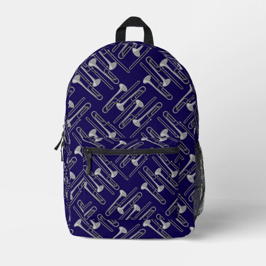 Gray Trombone Crosshatch Pattern Bedruckter Rucksack (Vorderseite)
