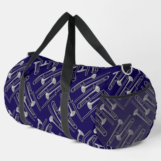 Gray Trombone Crosshatch Pattern Duffle Bag (Rechte Ecke)
