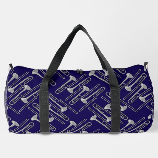 Gray Trombone Crosshatch Pattern Duffle Bag (Rückseite)