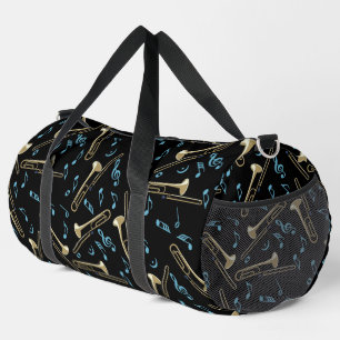 Gray Trombone Crosshatch Pattern Duffle Bag