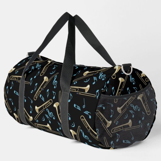 Gray Trombone Crosshatch Pattern Duffle Bag (Rechte Ecke)
