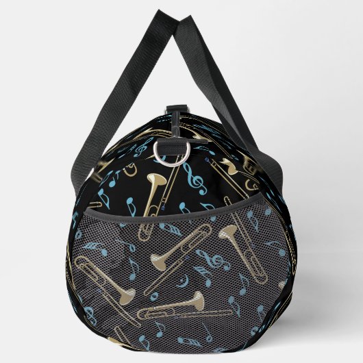 Gray Trombone Crosshatch Pattern Duffle Bag (Rechts)