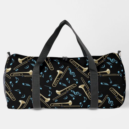 Gray Trombone Crosshatch Pattern Duffle Bag (Rückseite)