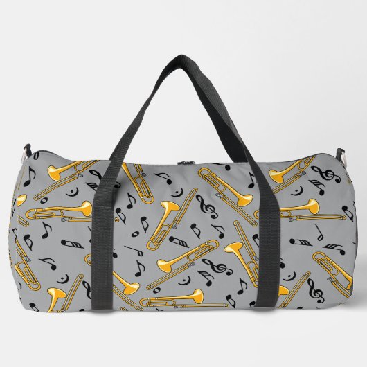 Gray Trombone Crosshatch Pattern Duffle Bag (Vorderseite)