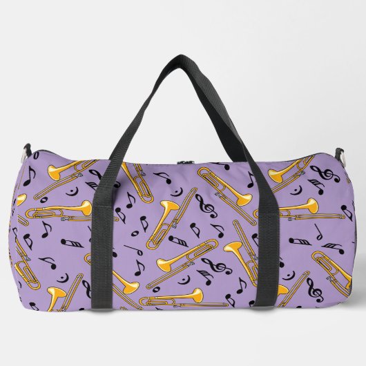 Gray Trombone Crosshatch Pattern Duffle Bag (Vorderseite)
