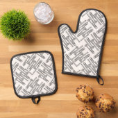 Gray Trombone Crosshatch Pattern Ofenhandschuh & Topflappen-Set (Oben Unten)
