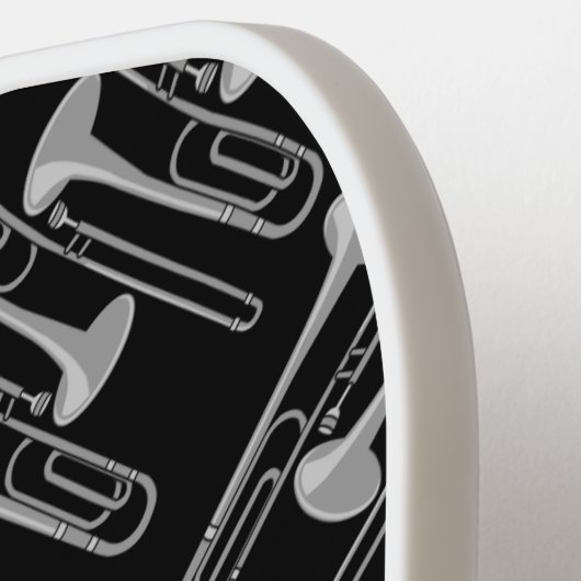 Gray Trombone Crosshatch Pattern Pickleball Schläger (Linke Seite)