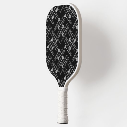 Gray Trombone Crosshatch Pattern Pickleball Schläger (Links)