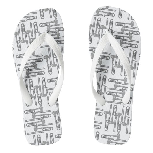 Gray Trombone Crosshatch White Pattern Badesandalen (Fußbett)