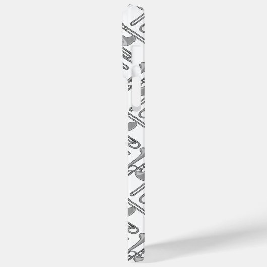 Gray Trombone Crosshatch White Pattern Case-Mate iPhone Hülle (Rückseite / Links)