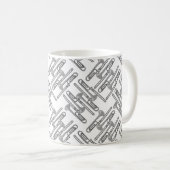 Gray Trombone Crosshatch White Pattern Kaffeetasse (VorderseiteRechts)