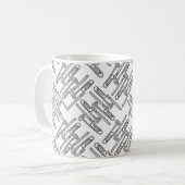 Gray Trombone Crosshatch White Pattern Kaffeetasse (Vorderseite Links)