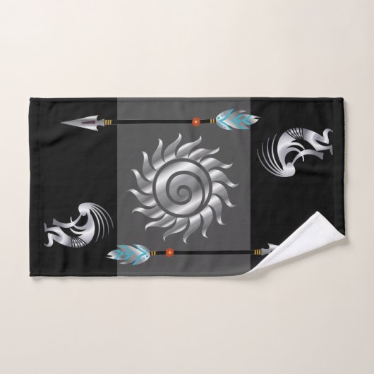 Gray Turquoise Southwestern Kokopelli Badhandtuch Set (Handtuch)