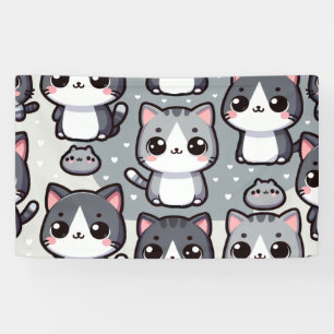 Gray Tuxedo Cats Banner