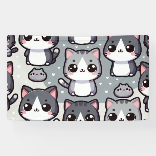Gray Tuxedo Cats Banner (Horizontal)