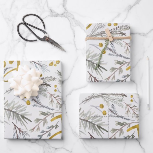Gray Twigs Geschenkpapier Set (Vorderseite)