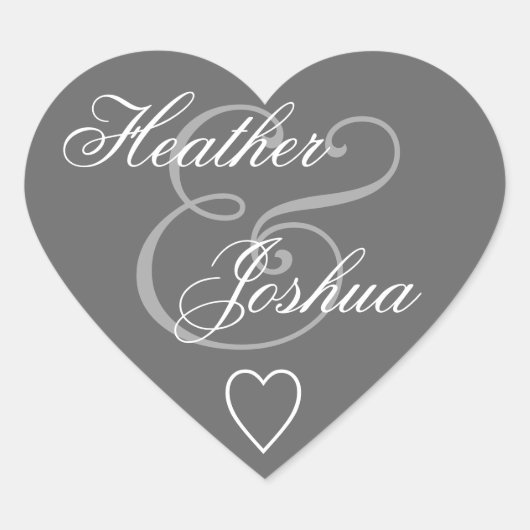 Gray Umschlag Aufkleber Wedding Heart V14 (Vorderseite)
