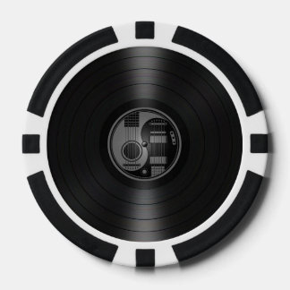 Gray und Black Yin Yang Guitars Vinyl Graphic Pokerchips